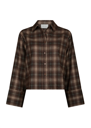 Jaylin flannel check skjorte Dark Taupe Neo Noir